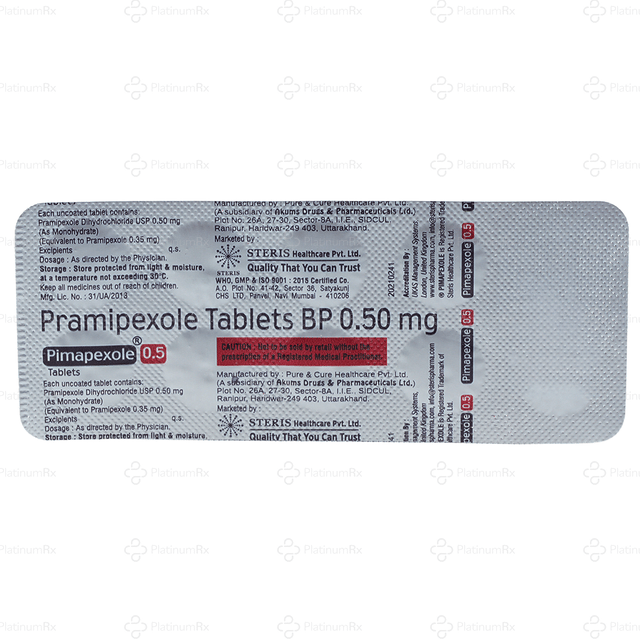 Pimapexole 0.5mg Tablet 10s