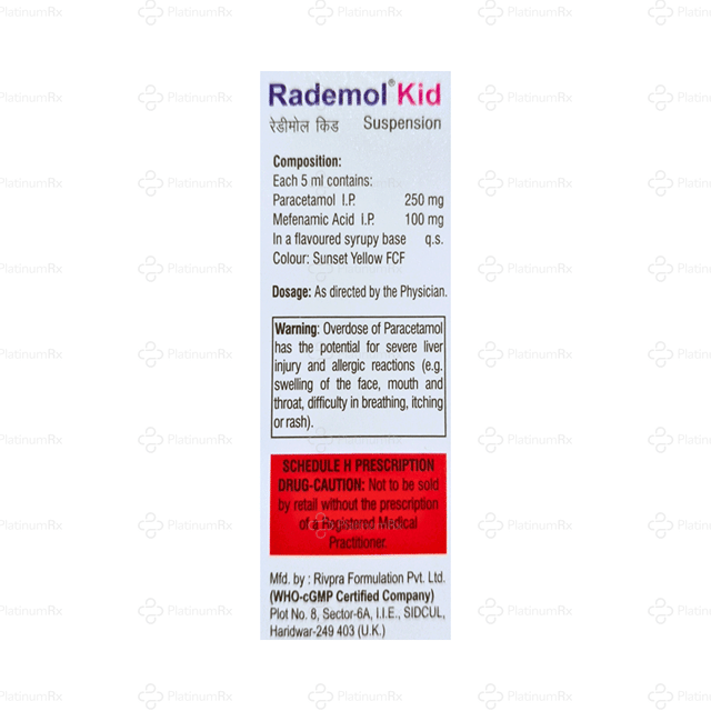 Rademol Kid 100/250mg Mango Oral Suspension 60ml