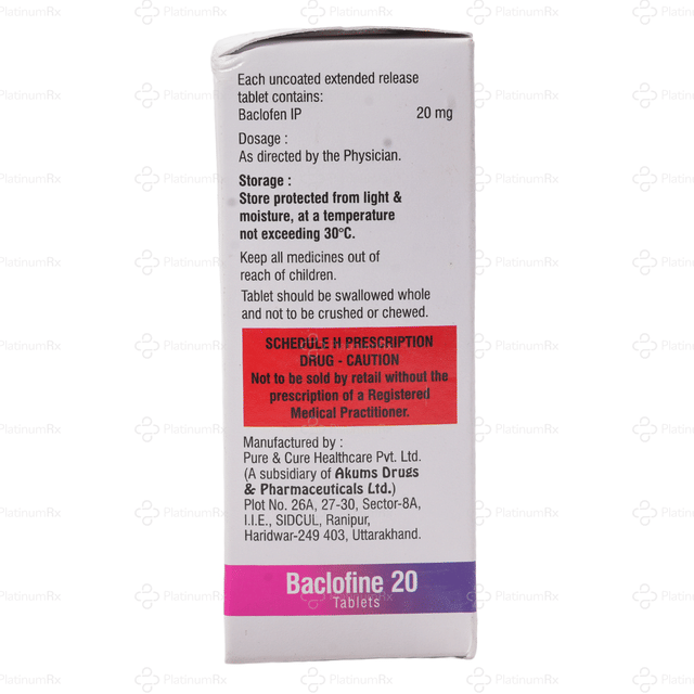 Baclofine 20mg Tablet ER 10s