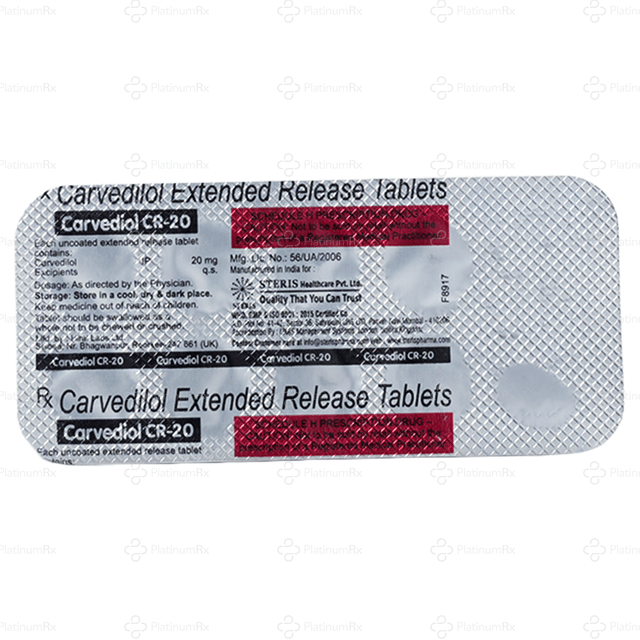 Carvediol CR 20mg Tablet ER 10s