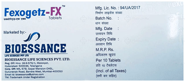 Fexogetz FX 120/10mg Tablet 10s