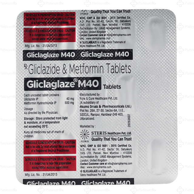 Gliclaglaze M 40/500mg Tablet 15s