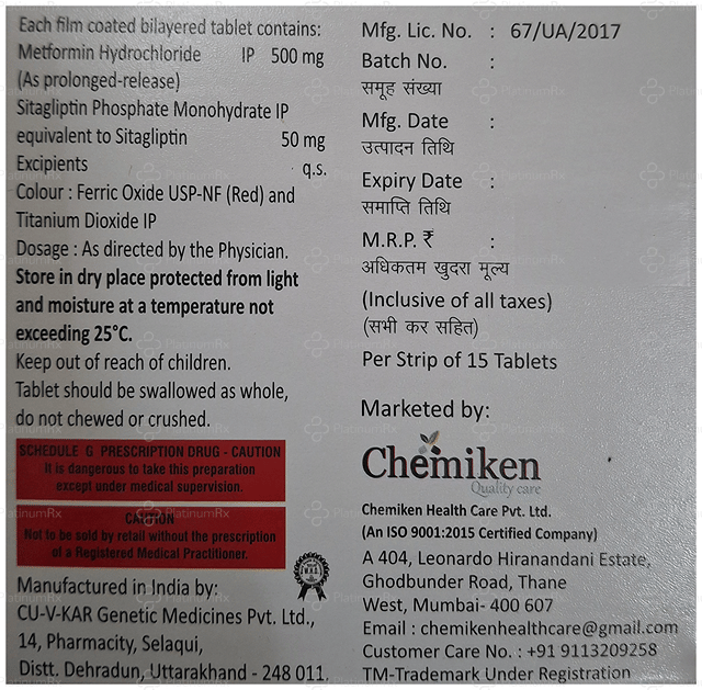 Sitaken M 500/50mg Tablet PR 15s