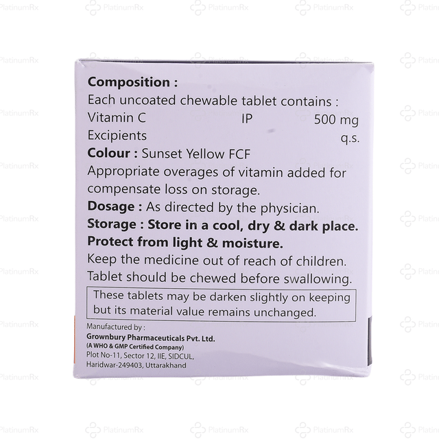 Vitamin C 500mg Orange Flavour Chewable Tablet 15s