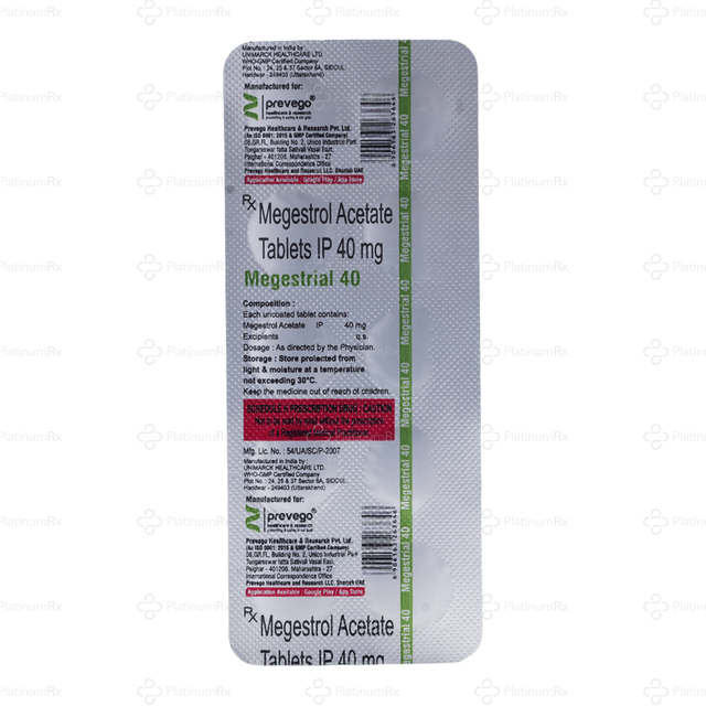 Megestrial 40mg Tablet 10s