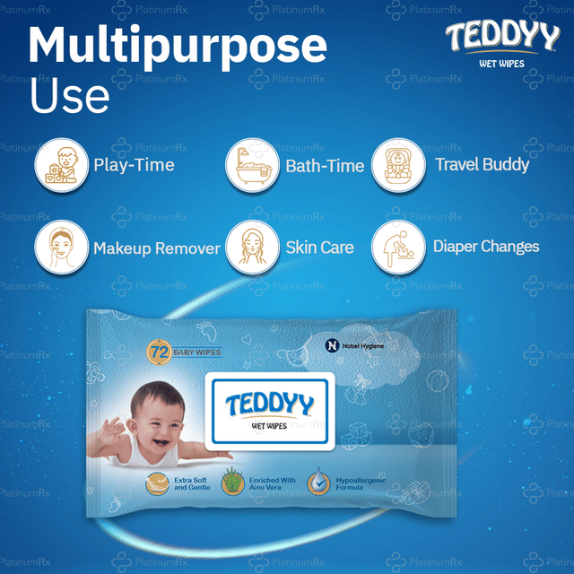 Teddyy With Lid Wet Wipes 72s