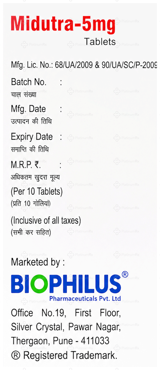 Midutra 5mg Tablet 10s