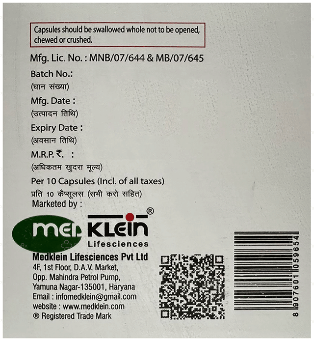 Omeklin DM 10/20mg Capsule 10s