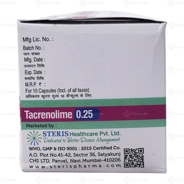 Tacrenolime 0.25mg Capsule 10s
