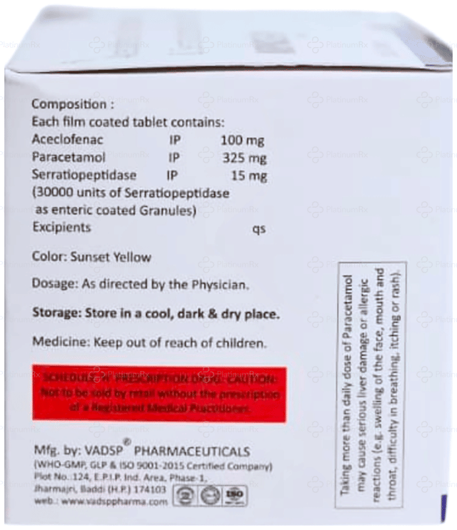 Arpace SP 100/325/15mg Tablet 10s