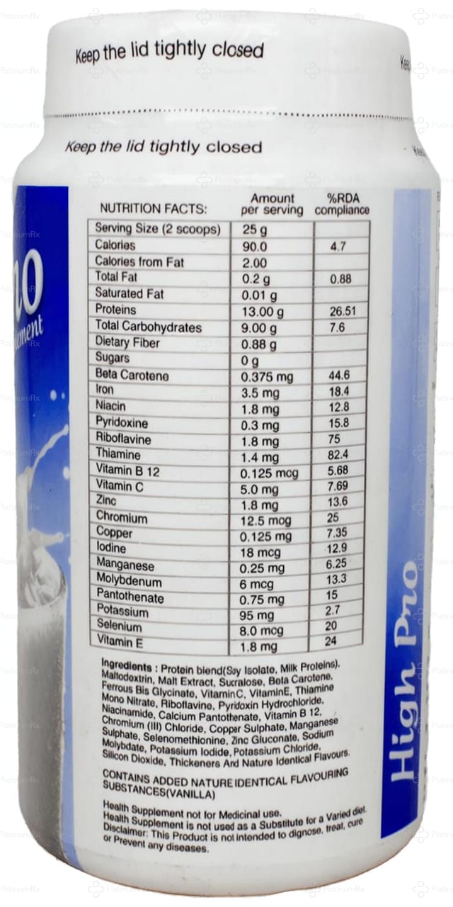 High Pro Dietary Supplement French Vanilla Flavour Powder 250gm