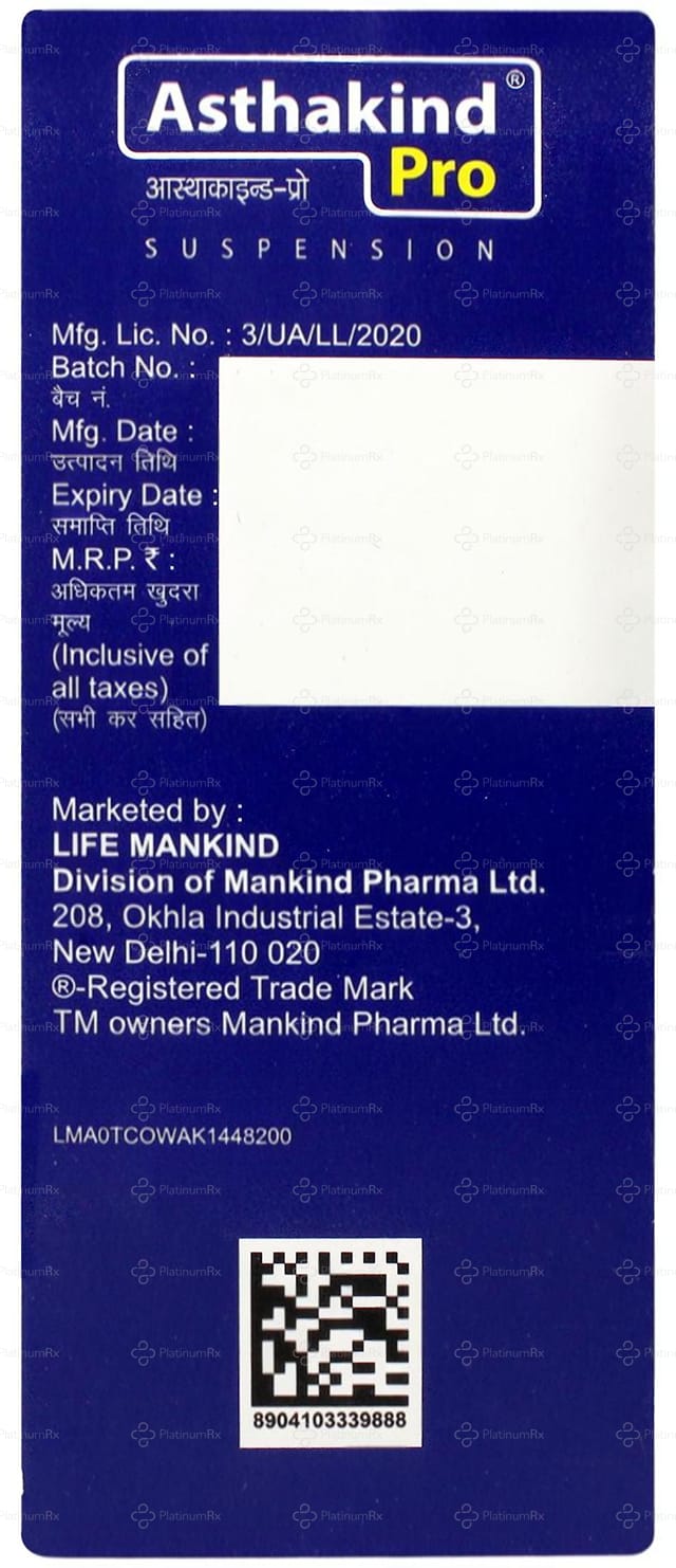 Asthakind 35.4mg Pro Oral Suspension Mango Sugar Free 100ml