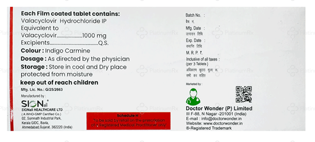 Valcizap 1000mg Tablet 3s