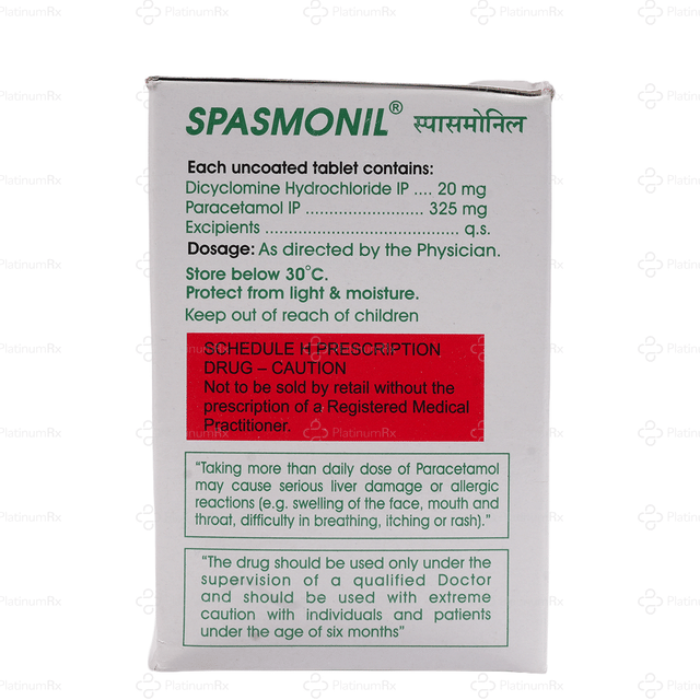 Spasmonil 20/325mg Tablet 10s