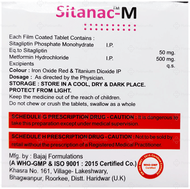 Sitanac M 500/50mg Tablet 10s