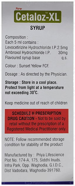 New Cetaloz XL 30/2.5mg Syrup 60ml
