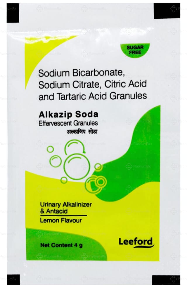Alkazip Soda Effervescent Granules Lemon Flavour Sugar Free 4gm