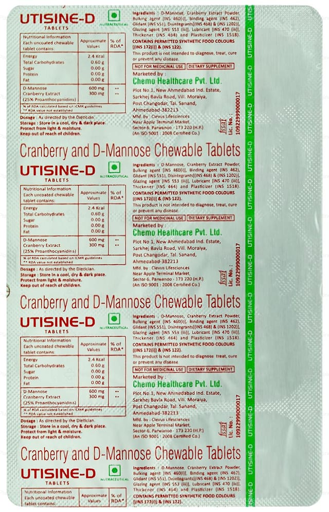 Utisine D 300/600mg Chewable Tablet 10s