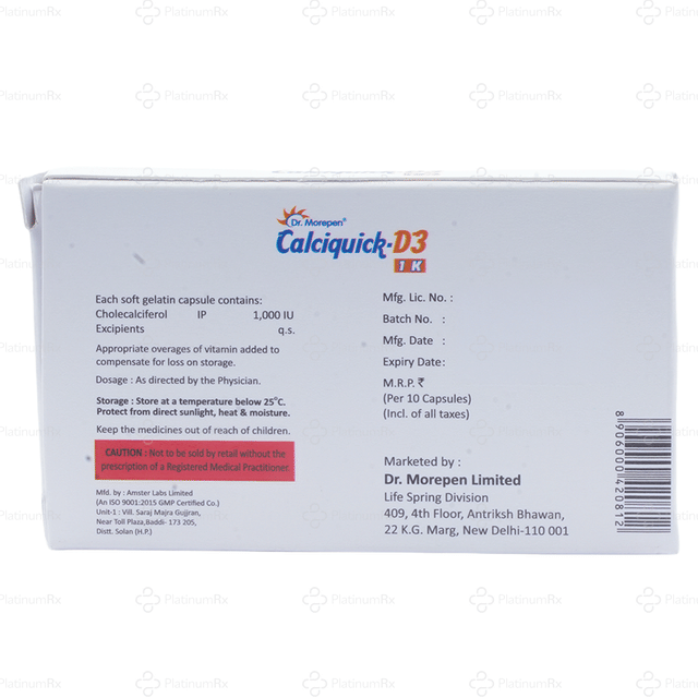 Calciquick D3 1K Capsule 10s