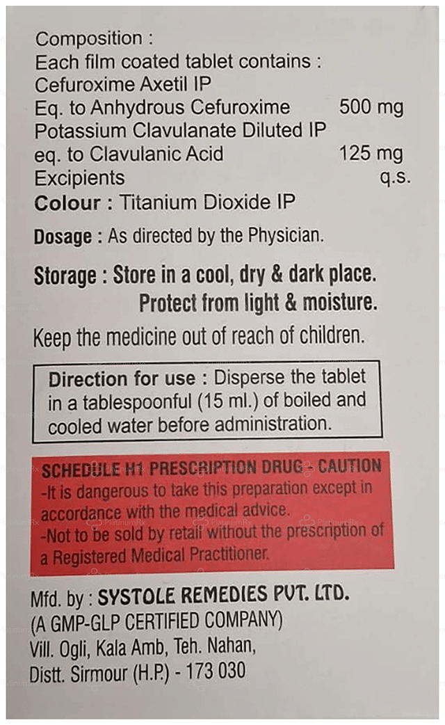 Stafheal CV 500/125mg Tablet 10s