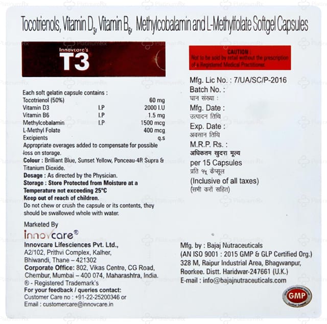 Innovcares T3 D3 Capsule 15s