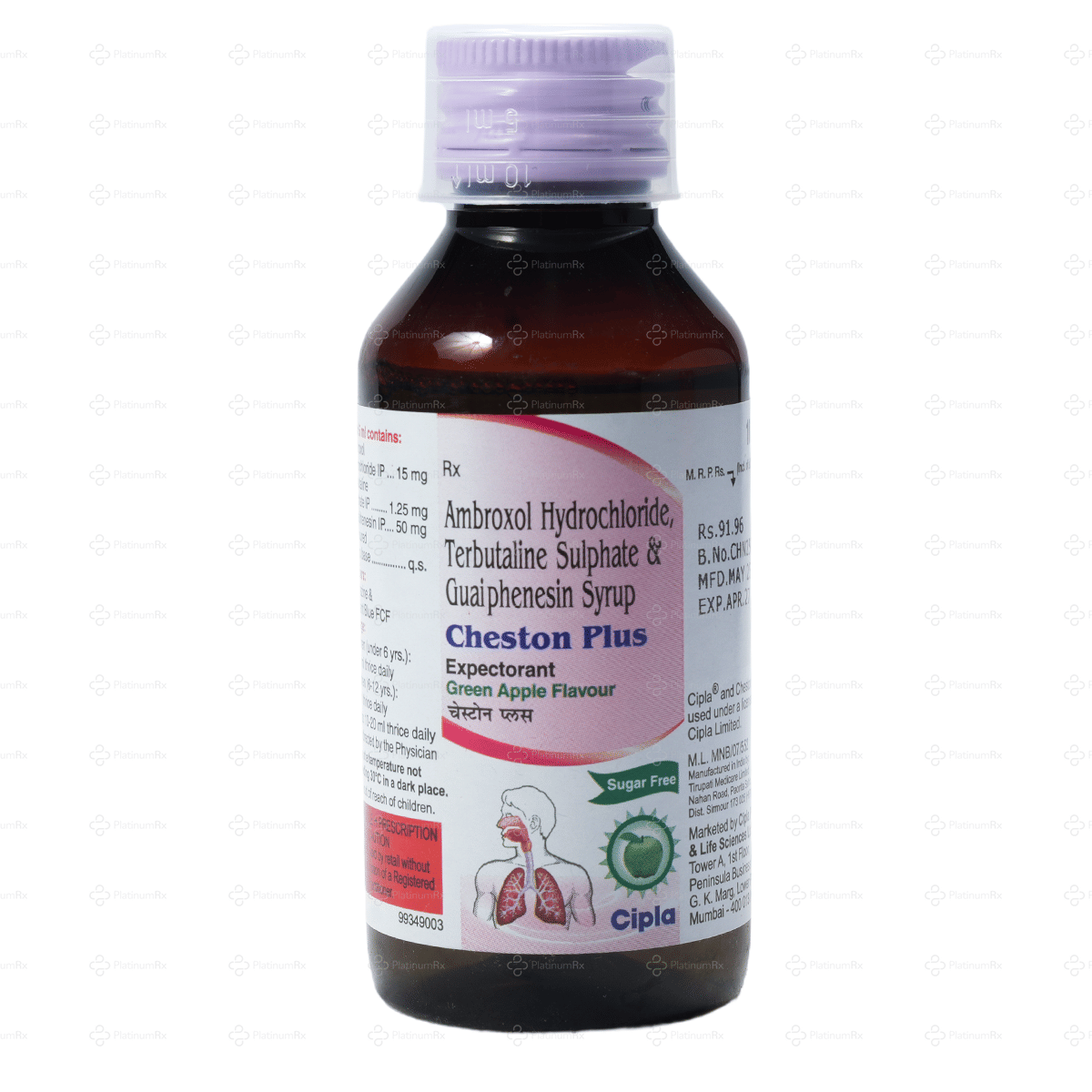 Cheston Plus Expectorant Green Apple Sugar Free 100ml