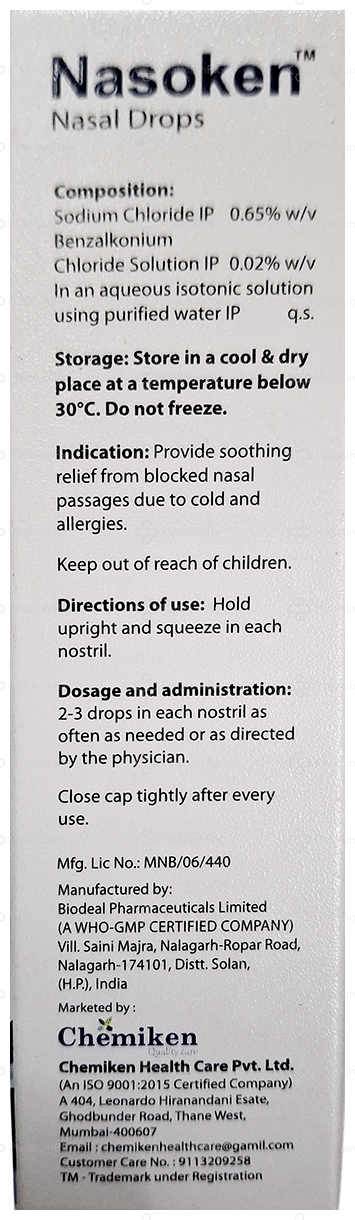 Nasoken 0.65% Nasal Solution 20ml