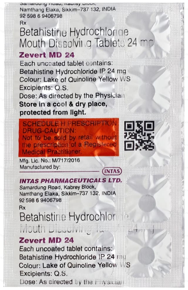 Zevert MD 24mg Tablet 15s