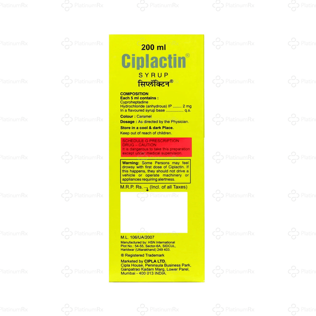 Ciplactin 2mg Syrup 200ml