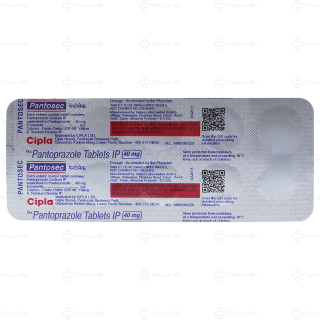 Pantosec 40mg Tablet 10s