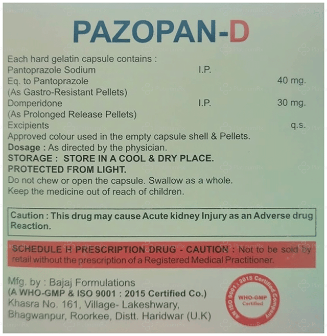 Pazopan D 30/40mg Capsule PR 10s