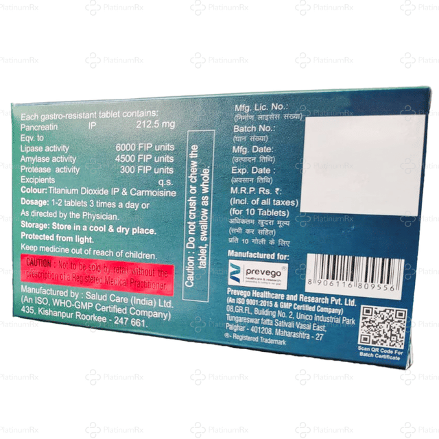 Pancreote Advance 212.5mg Tablet 10s