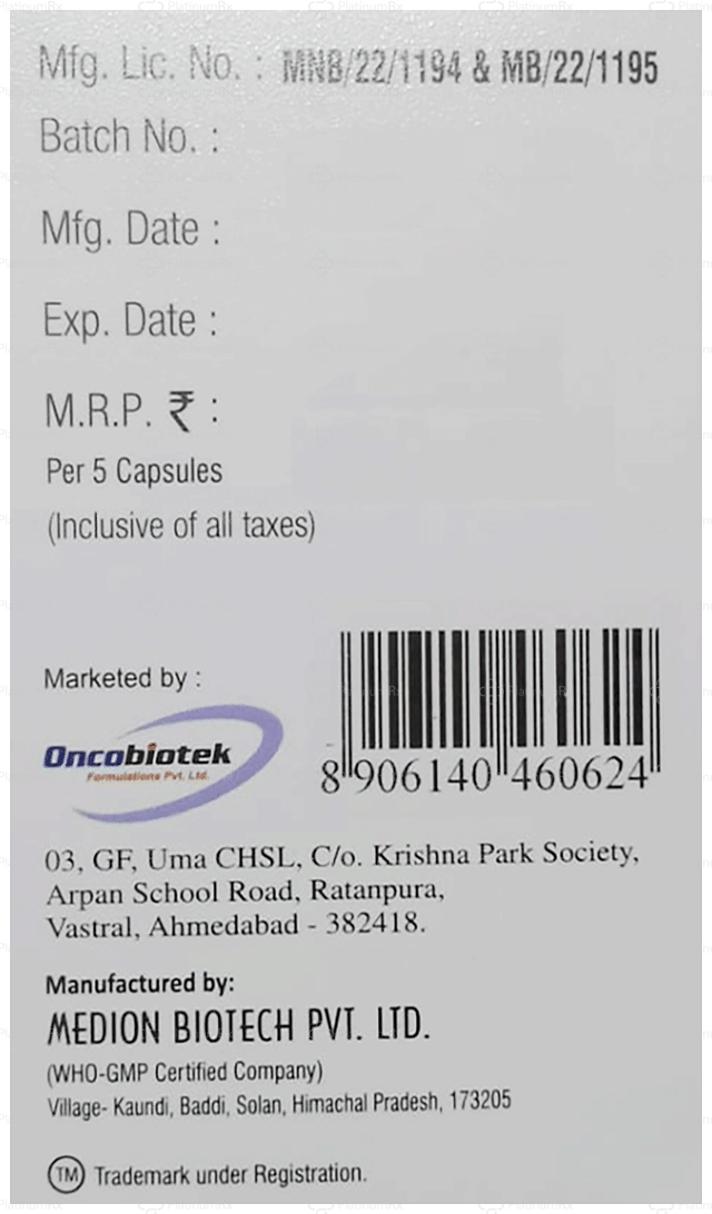 Oncotemo 100mg Capsule 5s