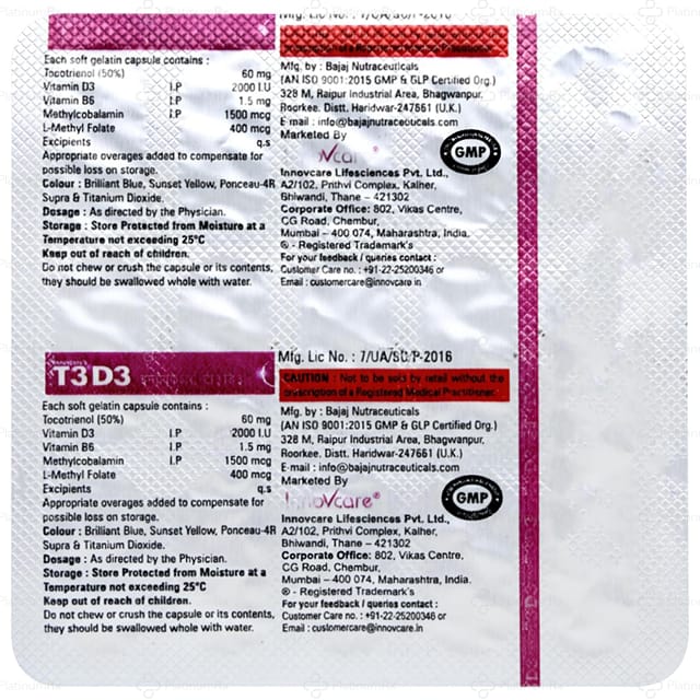 Innovcares T3 D3 Capsule 15s