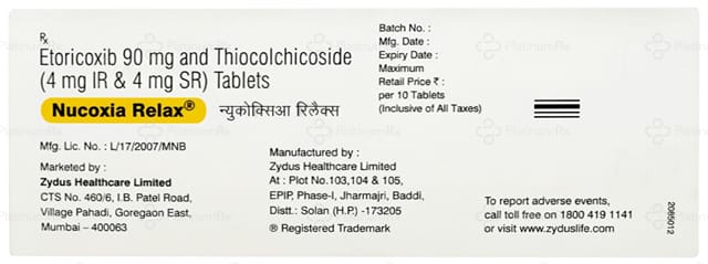 Nucoxia Relax 90/8mg Tablet 10s