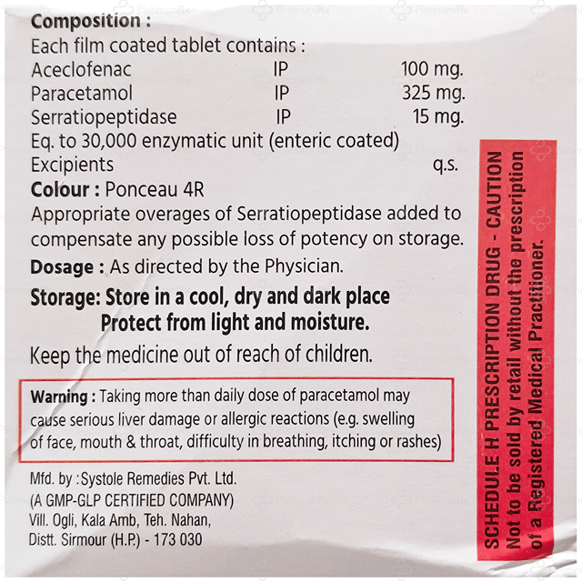 Acenofix SP 100/325/15mg Tablet 10s