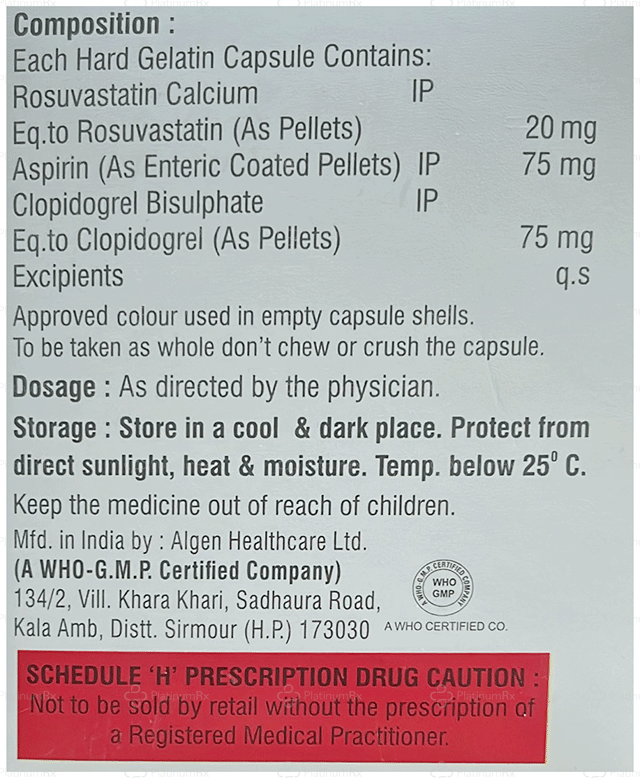Rosutest Gold 75/75/20mg Capsule 10s