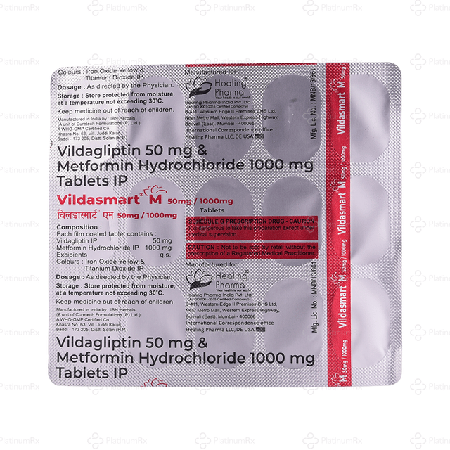 Vildasmart M 50/1000mg Tablet 15s