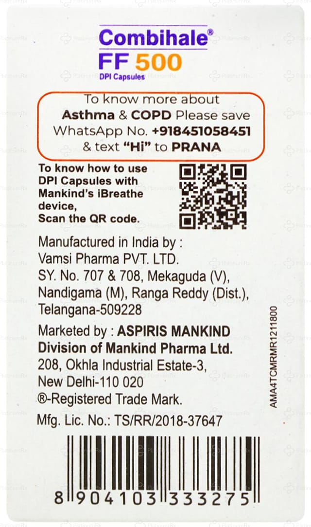 Combihale FF 500/6mcg DPI Capsule 30s