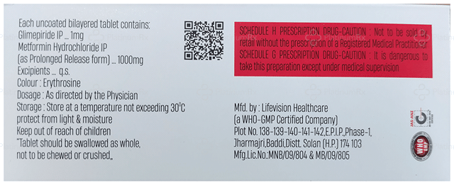 Gliminice M Forte 1/1000mg Tablet PR 15s