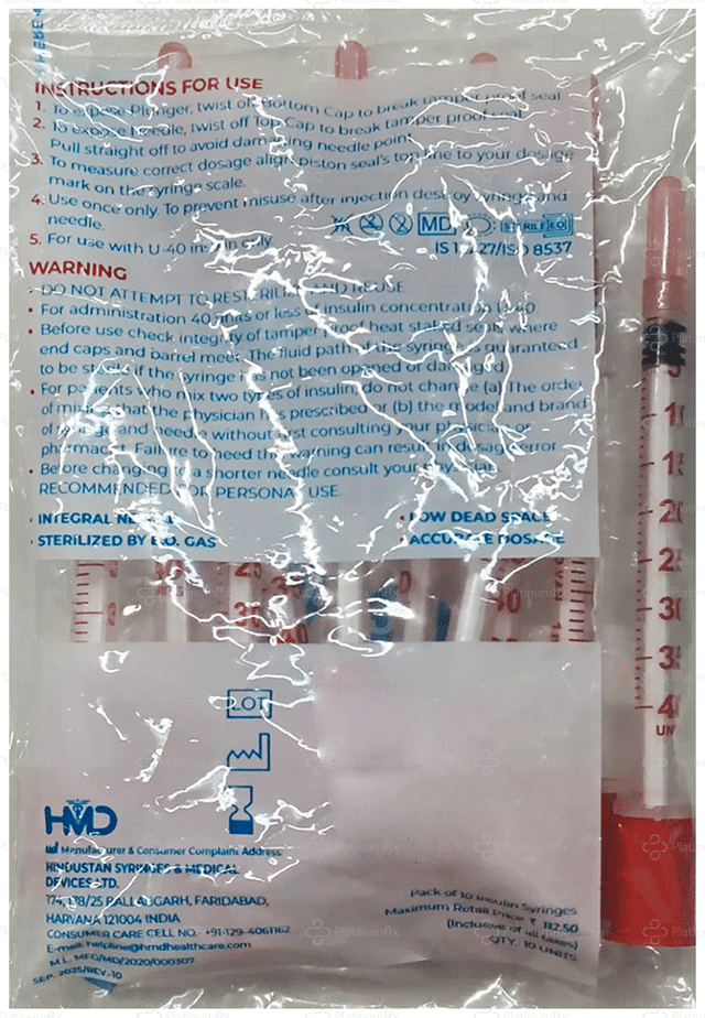 Dispovan U-40 Insulin Syringe Unitpack 10 syringes