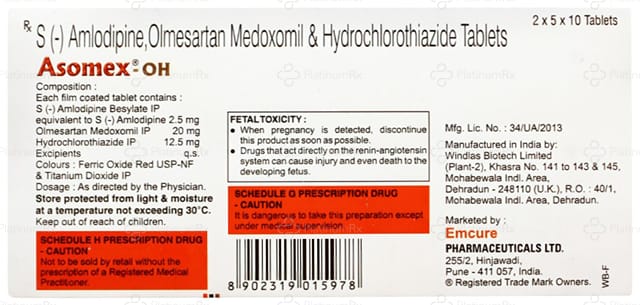 Asomex OH 20/2.5/12.5mg Tablet 10s