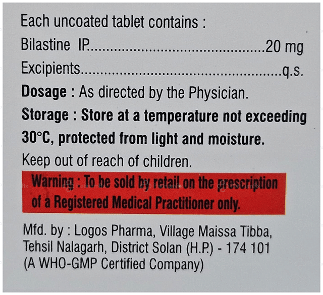 Bilma 20mg Tablet 10s
