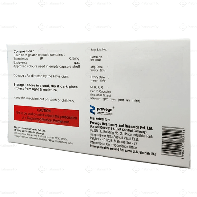 Tacrolius 0.5mg Capsule 10s