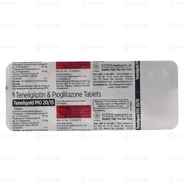 Teneligold Pio 20/15mg Tablet 10s