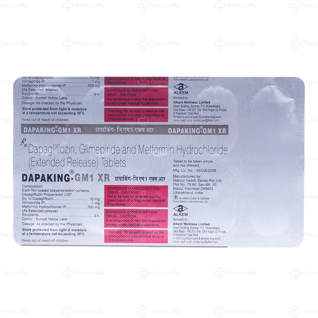 Dapaking GM 1/10/500mg XR Tablet 10s