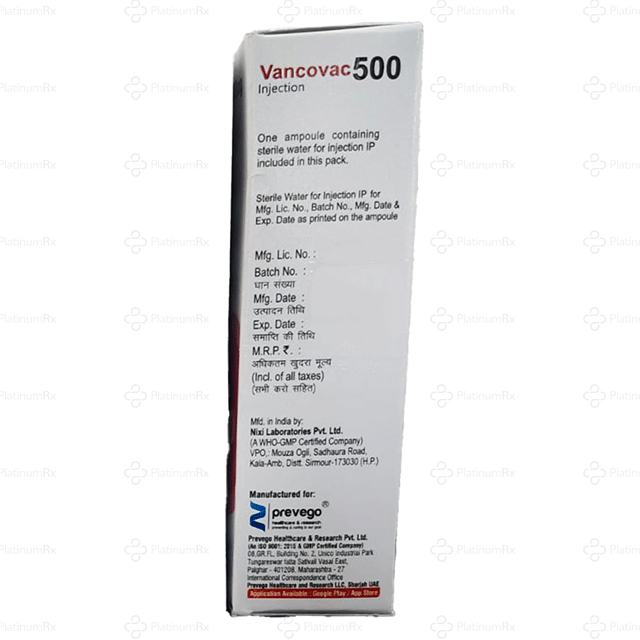 Vancovac 500mg Injection 10ml