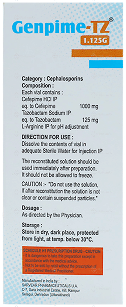 Genpime TZ 1000/125mg Injection 1s