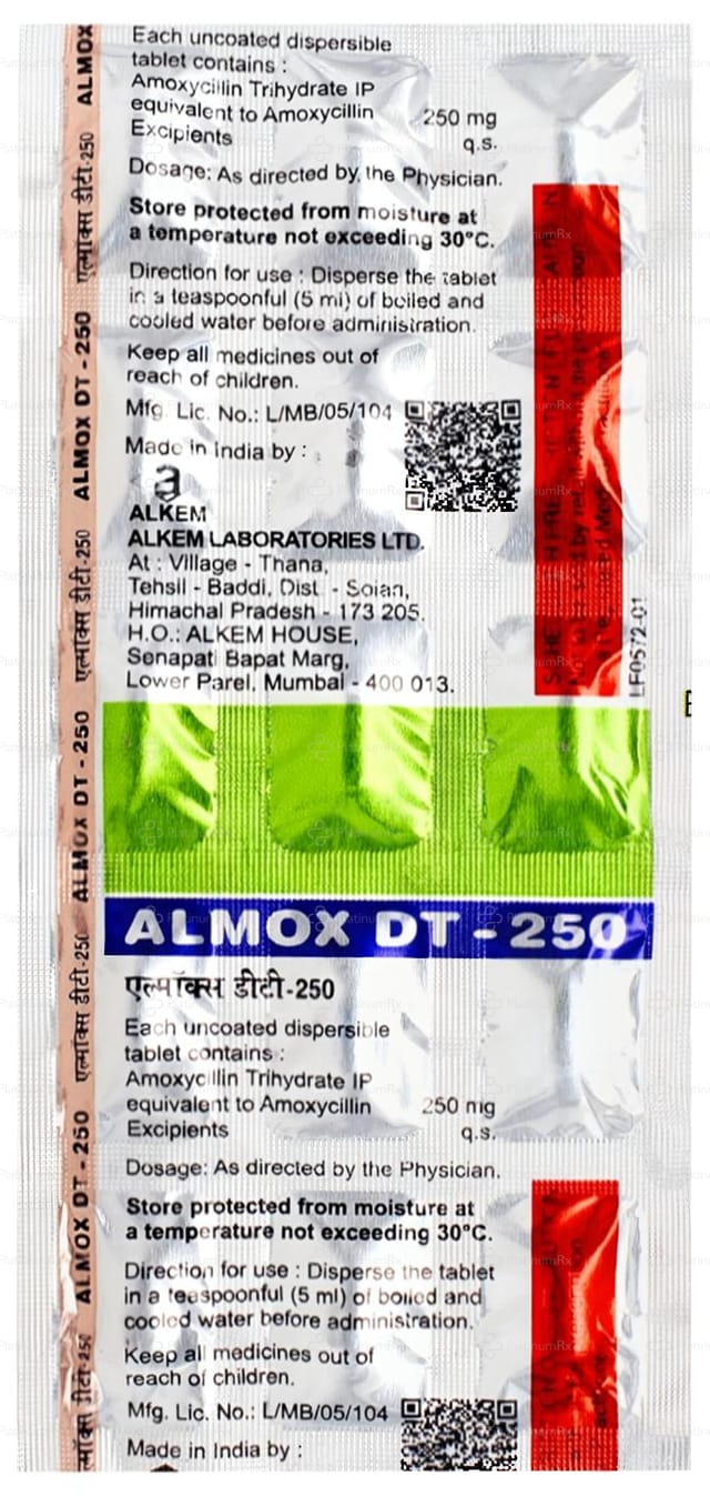 Almox 250mg Tablet DT 15s