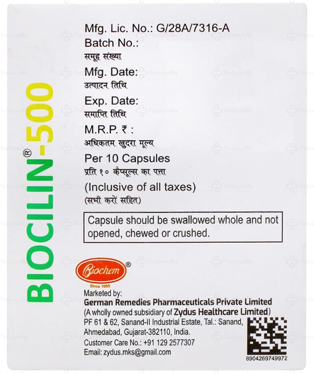 Biocilin 500mg Capsule 10s